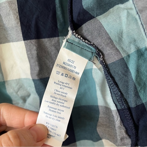 🌼 5/$25 Okaïdi Boys Plaid Button Down Shirt Size 5Y Blue Checkered Casual Cotton - Picture 3 of 11